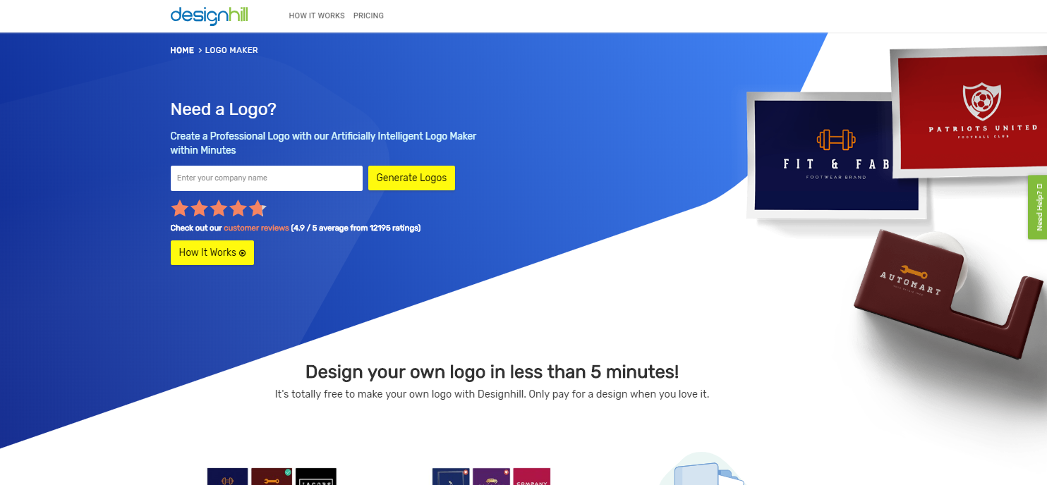 Designhill's logo maker tool